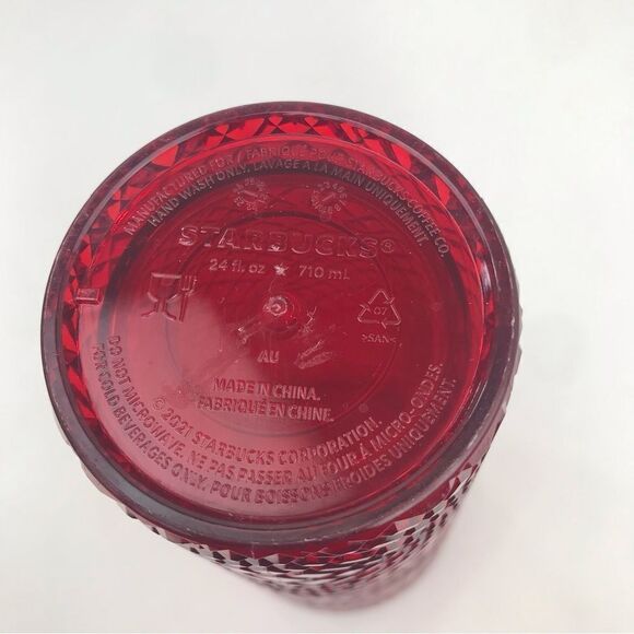 Starbucks Dining Holiday 2021 Jeweled Red 24 0z. Venti Cold Cup Tumbler - Picture 9 of 11